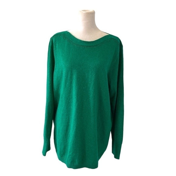 Apt. 9 XXL green sweater metallic threads - Picture 1 of 12